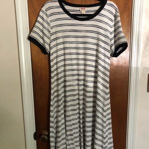 White and blue stripped dress